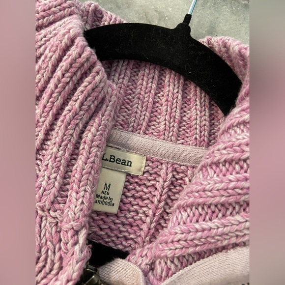 L.L. Bean Size M Lavender Long Sleeve Cable Knit Full Zip Mock Neck Cardigan - Picture 11 of 12
